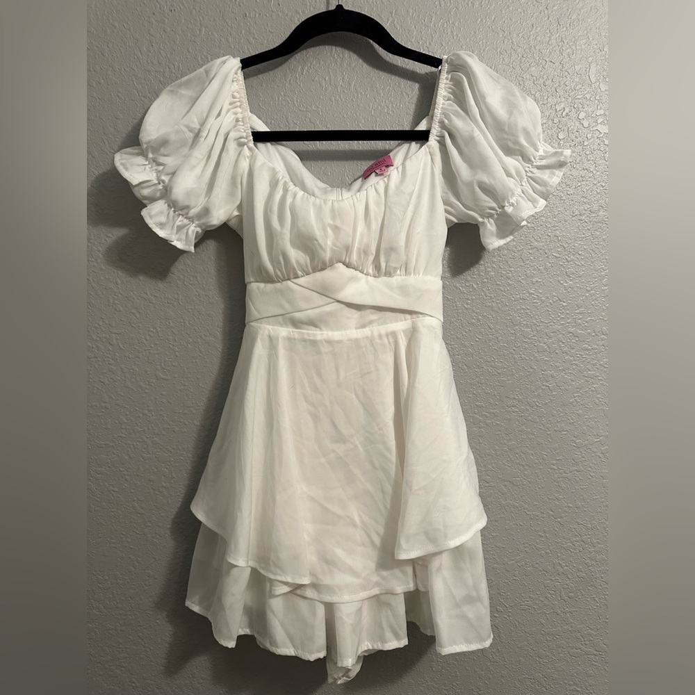 Jane puff sleeve tiered romper